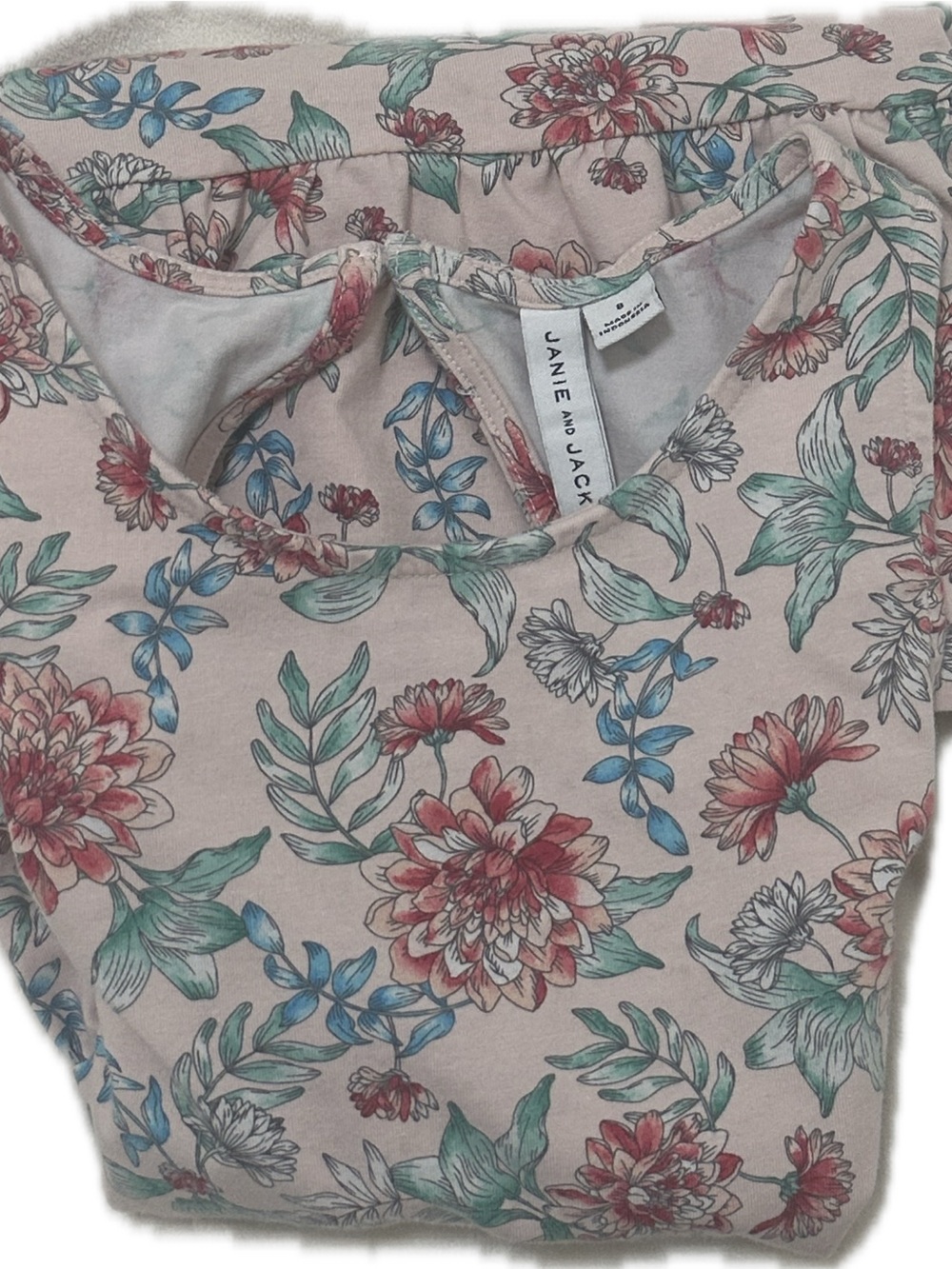 Janie and Jack Dusty Pink Floral Crewneck Top